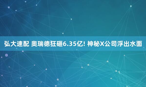 弘大速配 奥瑞德狂砸6.35亿! 神秘X公司浮出水面